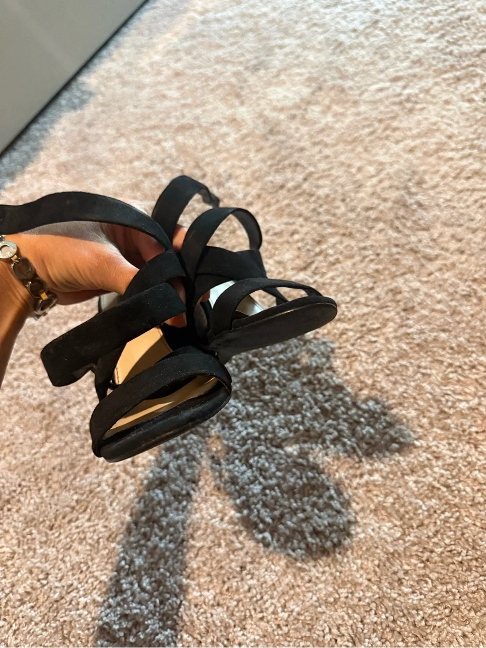 Forever 21 Black Strappy Wedge Sandals